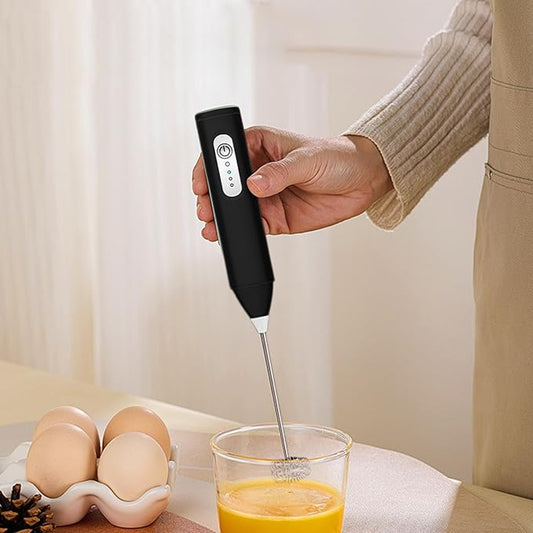 Electric Handheld Milk Frother – Portable Drink Mixer & Foam Maker for Coffee, Lattes, Hot Chocolate & More (Black)
