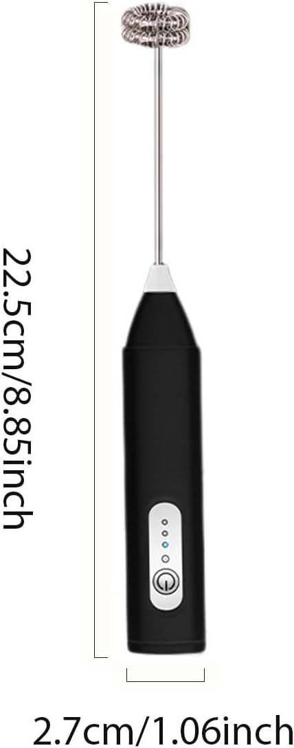 Electric Handheld Milk Frother – Portable Drink Mixer & Foam Maker for Coffee, Lattes, Hot Chocolate & More (Black)