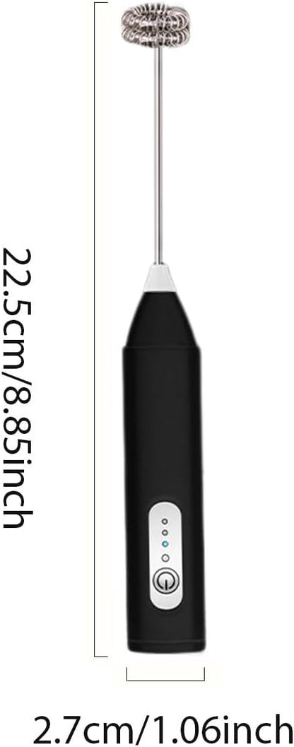 Electric Handheld Milk Frother – Portable Drink Mixer & Foam Maker for Coffee, Lattes, Hot Chocolate & More (Black)