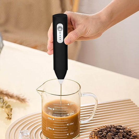 Electric Handheld Milk Frother – Portable Drink Mixer & Foam Maker for Coffee, Lattes, Hot Chocolate & More (Black)