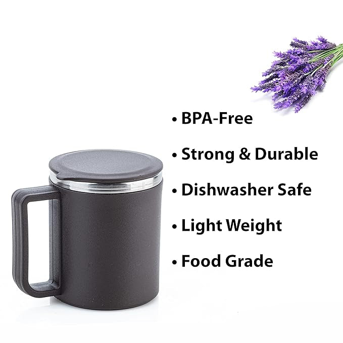 Stainless Steel Coffee & Tea Mug Set – 220ml (Pack of 2) with Lids