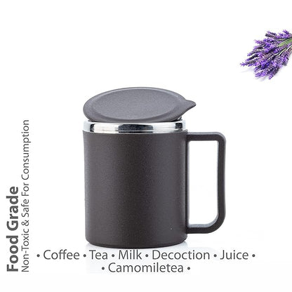 Stainless Steel Coffee & Tea Mug Set – 220ml (Pack of 2) with Lids