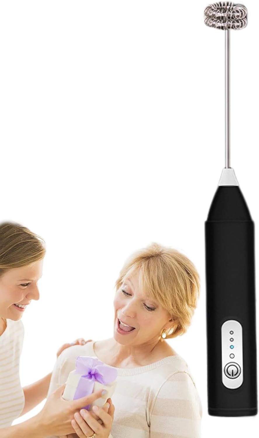 Electric Handheld Milk Frother – Portable Drink Mixer & Foam Maker for Coffee, Lattes, Hot Chocolate & More (Black)