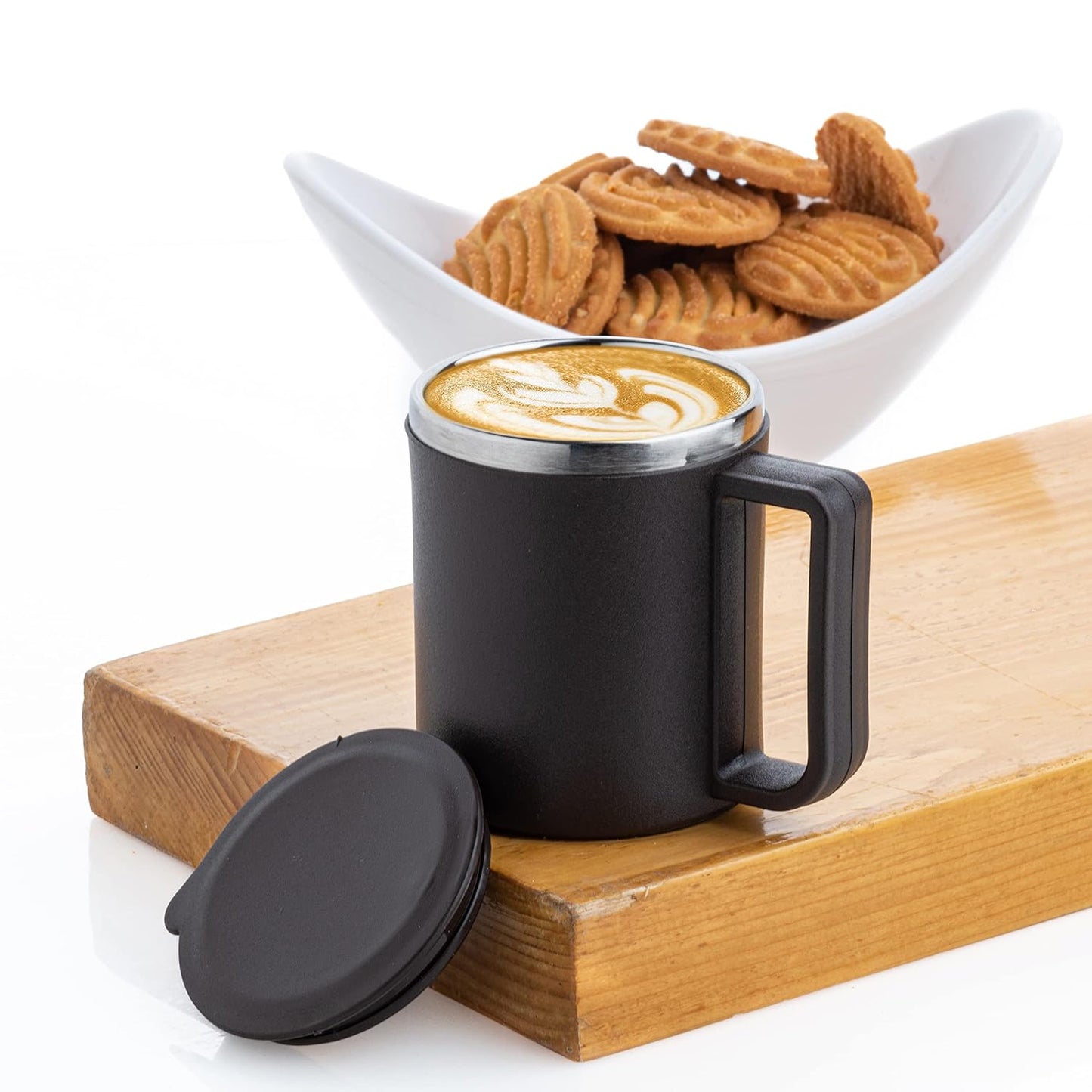 Stainless Steel Coffee & Tea Mug Set – 220ml (Pack of 2) with Lids