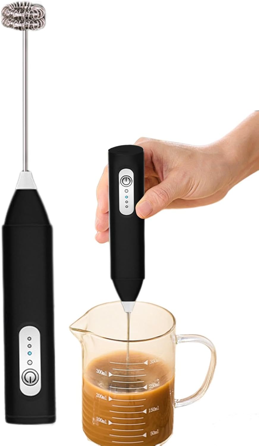 Electric Handheld Milk Frother – Portable Drink Mixer & Foam Maker for Coffee, Lattes, Hot Chocolate & More (Black)